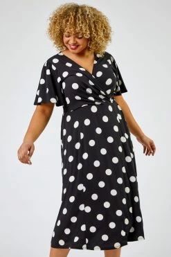 Roman Black Curve Spot Print Midi Dress -Roman Sales Shop unnamed file 1335