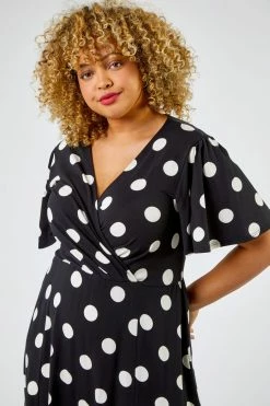 Roman Black Curve Spot Print Midi Dress -Roman Sales Shop unnamed file 1336