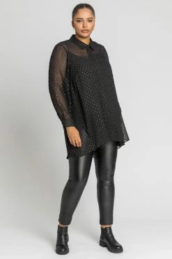 Roman Black Curve Textured Spot Shimmer Blouse 10 Roman Black Curve Textured Spot Shimmer Blouse -Roman Sales Shop unnamed file 13365