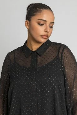 Roman Black Curve Textured Spot Shimmer Blouse 11 Roman Black Curve Textured Spot Shimmer Blouse -Roman Sales Shop unnamed file 13366
