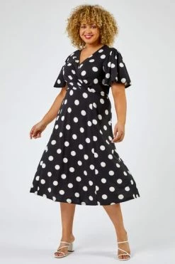 Roman Black Curve Spot Print Midi Dress -Roman Sales Shop unnamed file 1337