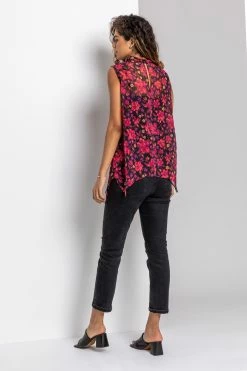Roman Red Floral Print Keyhole Top -Roman Sales Shop unnamed file 13370