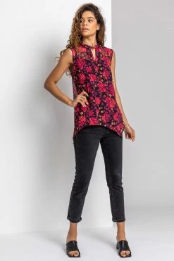 Roman Red Floral Print Keyhole Top -Roman Sales Shop unnamed file 13371