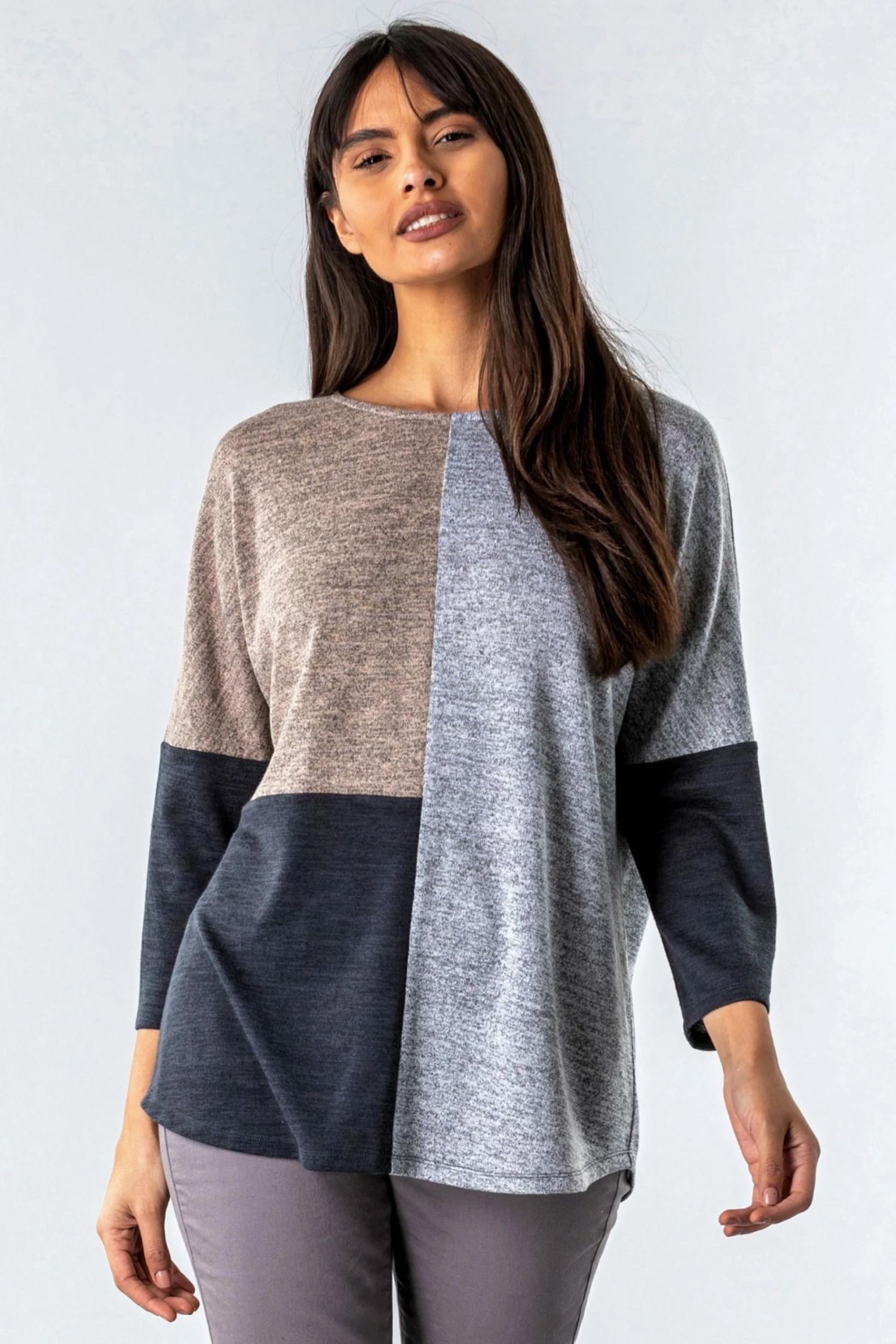 Roman Grey Colour Block Lounge Top 3 Roman Grey Colour Block Lounge Top