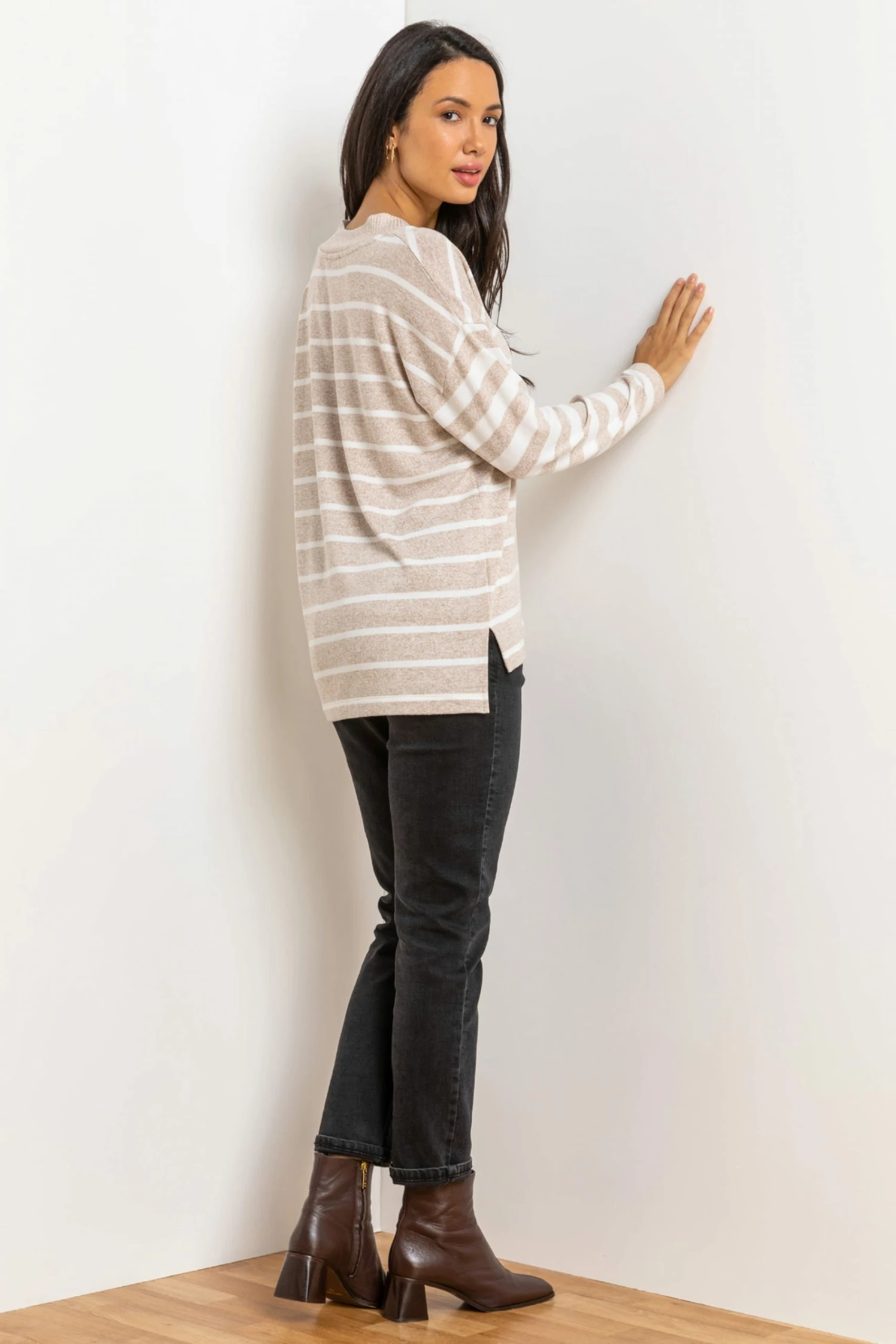 Roman Grey Contrast Stripe Print Sweat Top 4 Roman Grey Contrast Stripe Print Sweat Top - Image 2