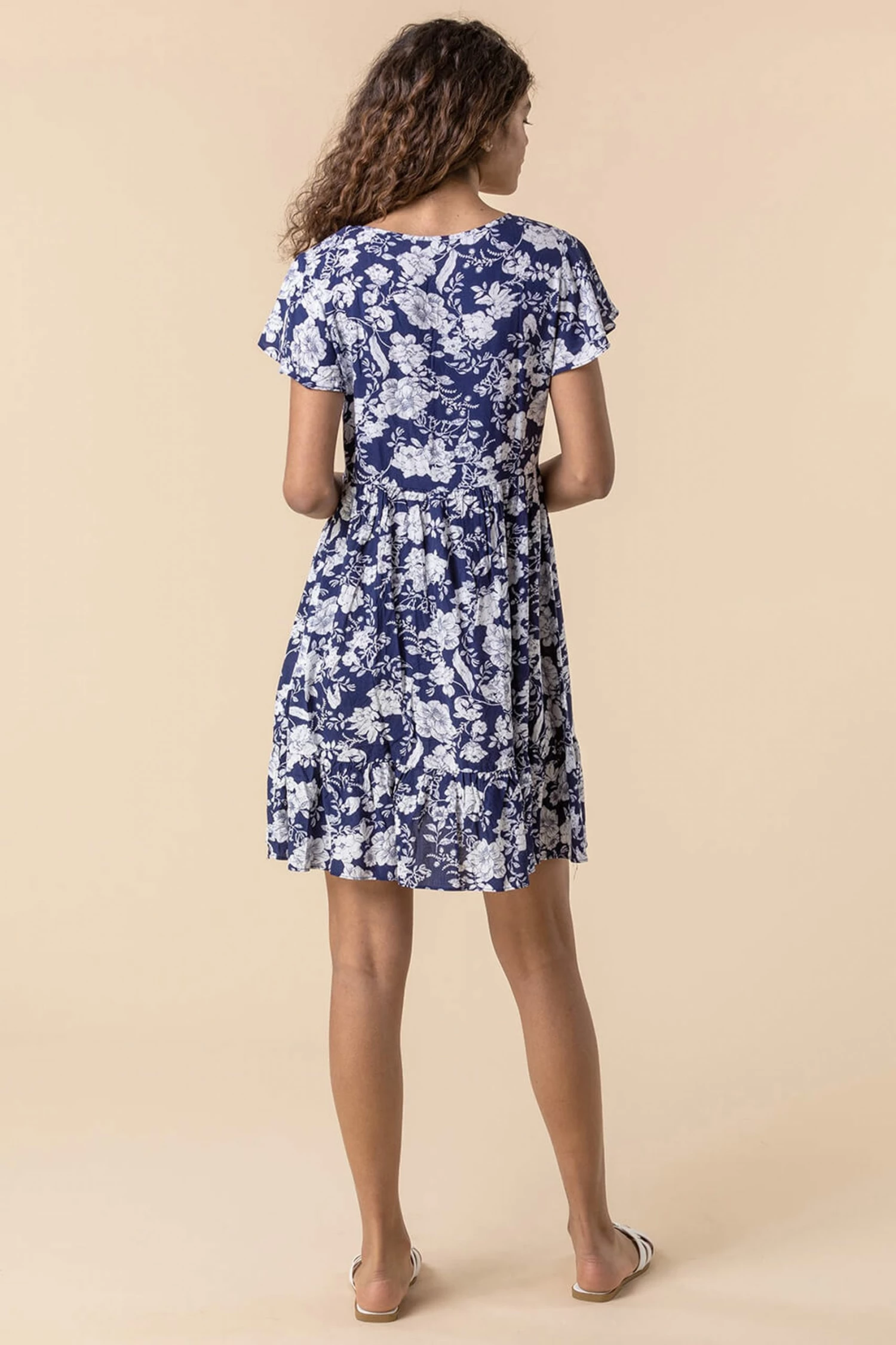 Roman Navy Floral Print Button Detail Dress 4 Roman Navy Floral Print Button Detail Dress - Image 2