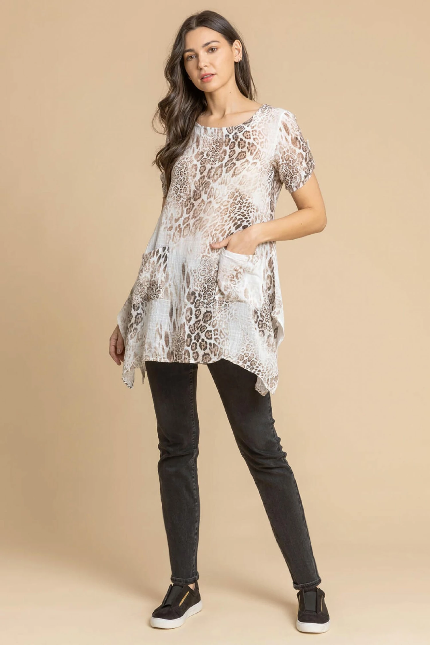 Roman Brown Animal Print Hanky Hem Top 5 Roman Brown Animal Print Hanky Hem Top - Image 3