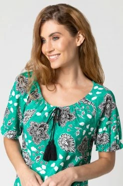 Roman Green Floral Paisley Tassel Frill Top 10 Roman Green Floral Paisley Tassel Frill Top -Roman Sales Shop unnamed file 13411