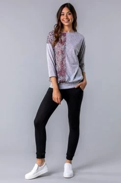 Roman Grey Contrast Animal Print Lounge Top 9 Roman Grey Contrast Animal Print Lounge Top -Roman Sales Shop unnamed file 13415