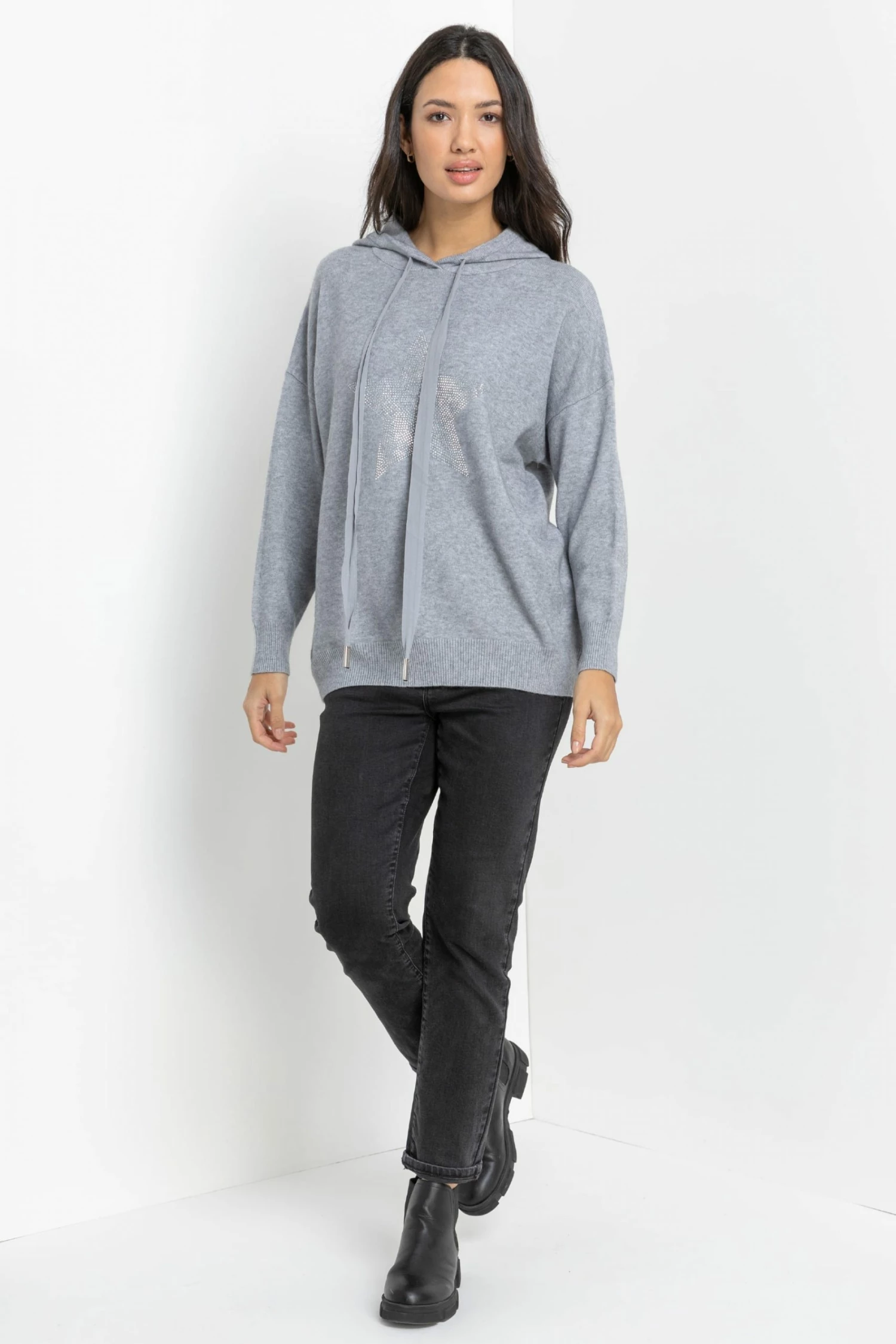 Roman Grey Star Diamante Embellished Hoodie 4 Roman Grey Star Diamante Embellished Hoodie - Image 2