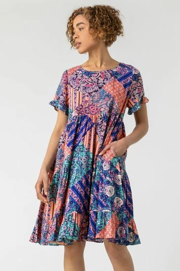 Roman Navy Floral Print Button Detail Dress 8 Roman Navy Floral Print Button Detail Dress - Image 6