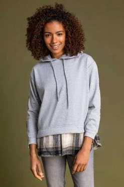 Roman Pink Contrast Check Print Hoodie -Roman Sales Shop unnamed file 13462