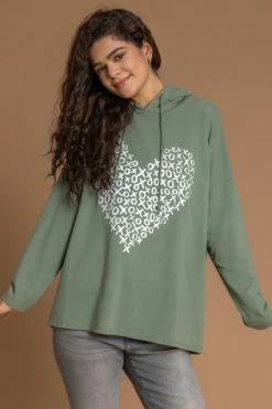 Roman Green Foil Heart Print Hoodie -Roman Sales Shop unnamed file 13467