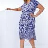 Roman Blue & White Curve Border Print Shirt Dress -Roman Sales Shop unnamed file 13468
