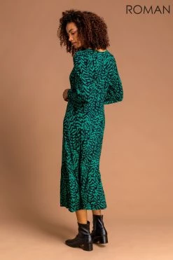 Roman Green Animal Print Tiered Midi Dress 8 Roman Green Animal Print Tiered Midi Dress -Roman Sales Shop unnamed file 1350