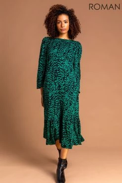 Roman Green Animal Print Tiered Midi Dress 9 Roman Green Animal Print Tiered Midi Dress -Roman Sales Shop unnamed file 1351