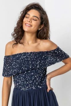 Roman Blue Bardot Sequin Midi Dress 10 Roman Blue Bardot Sequin Midi Dress -Roman Sales Shop unnamed file 1367