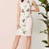 Roman Pink Fitted Floral Print Scuba Dress -Roman Sales Shop unnamed file 1369