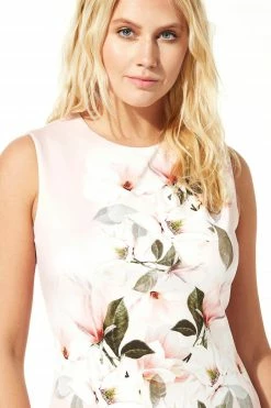 Roman Pink Fitted Floral Print Scuba Dress -Roman Sales Shop unnamed file 1372