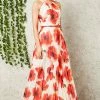 Roman Red Poppy Pleat Maxi Dress