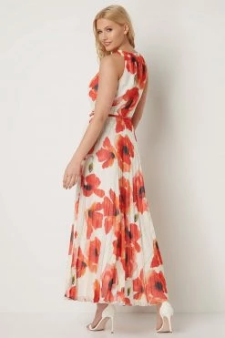 Roman Red Poppy Pleat Maxi Dress -Roman Sales Shop unnamed file 1376