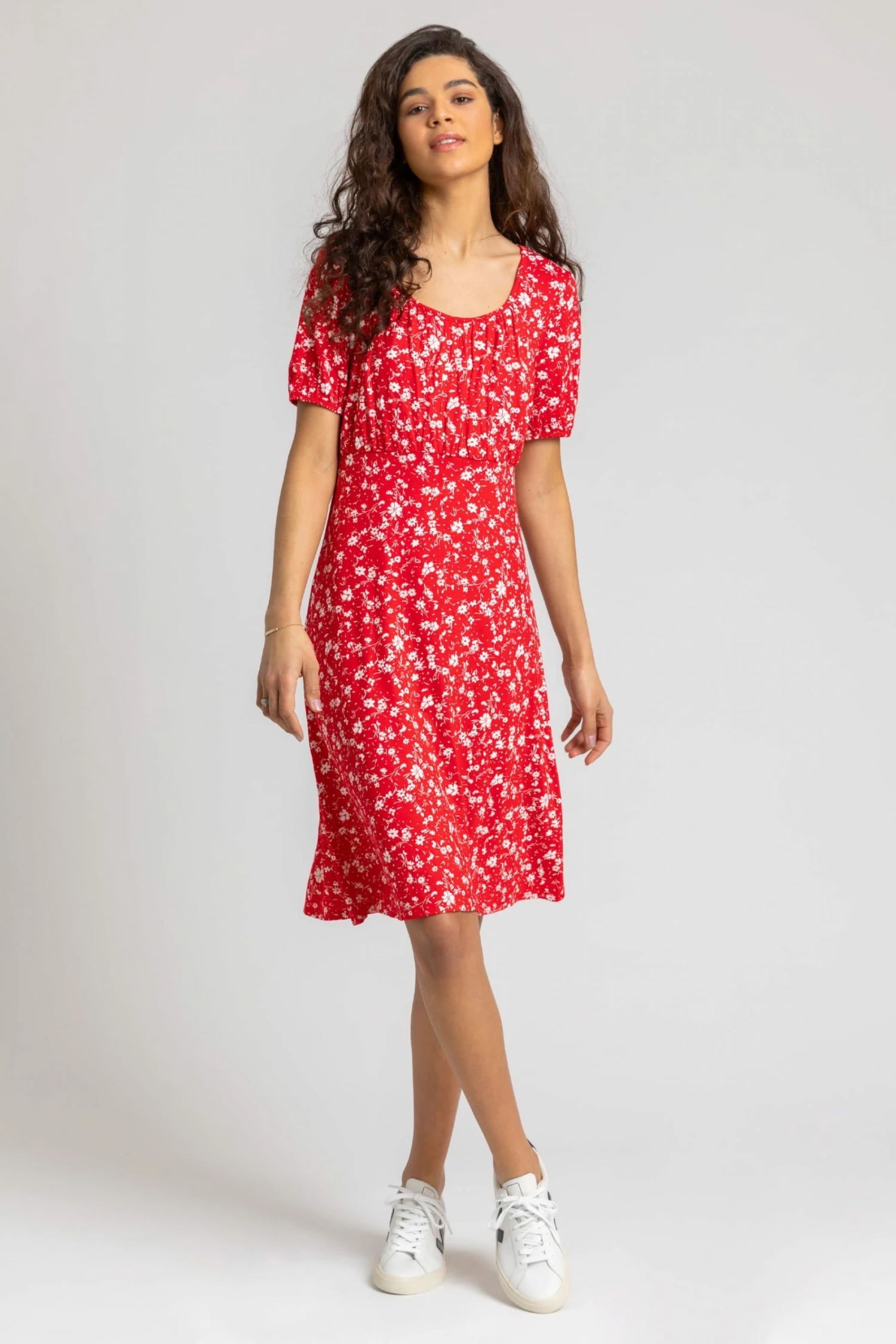 Roman Red Ditsy Floral Print Fit & Flare Dress 5 Roman Red Ditsy Floral Print Fit & Flare Dress - Image 3