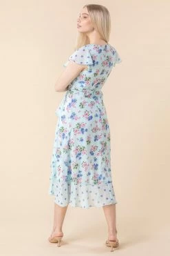 Roman Blue Floral Spot Print Frill Wrap Dress 8 Roman Blue Floral Spot Print Frill Wrap Dress -Roman Sales Shop unnamed file 1395