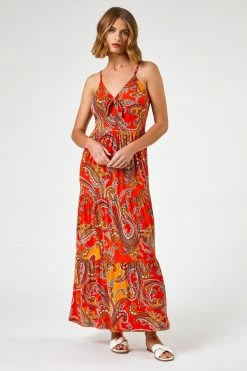 Roman Red Paisley Print Tiered Maxi Dress 9 Roman Red Paisley Print Tiered Maxi Dress -Roman Sales Shop unnamed file 1400