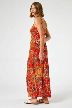 Roman Red Paisley Print Tiered Maxi Dress 10 Roman Red Paisley Print Tiered Maxi Dress -Roman Sales Shop unnamed file 1401