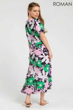 Roman Green Petite Frill Waist Floral Midi Dress 8 Roman Green Petite Frill Waist Floral Midi Dress -Roman Sales Shop unnamed file 1406