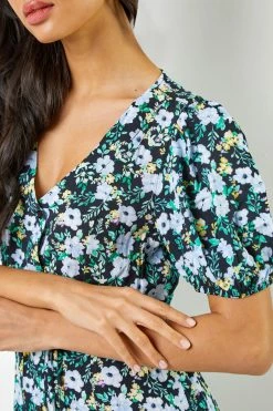 Roman Black & Green Floral Print Button Down Midi Dress 12 Roman Black & Green Floral Print Button Down Midi Dress -Roman Sales Shop unnamed file 1414