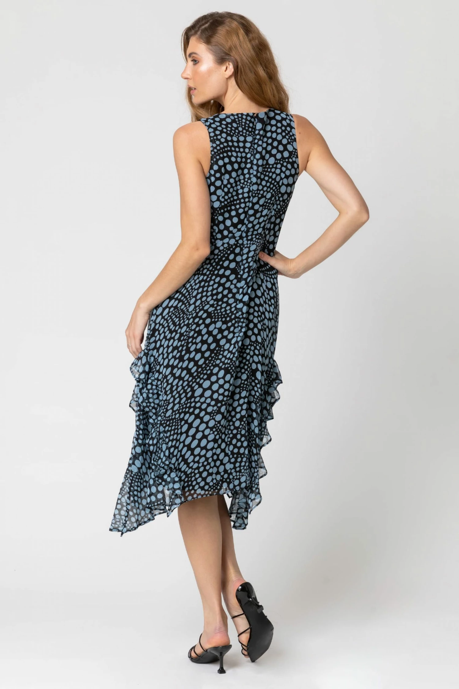 Roman Black Abstract Spot Frill Detail Dress 4 Roman Black Abstract Spot Frill Detail Dress - Image 2