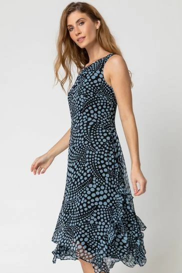 Roman Black Abstract Spot Frill Detail Dress 7 Roman Black Abstract Spot Frill Detail Dress - Image 5