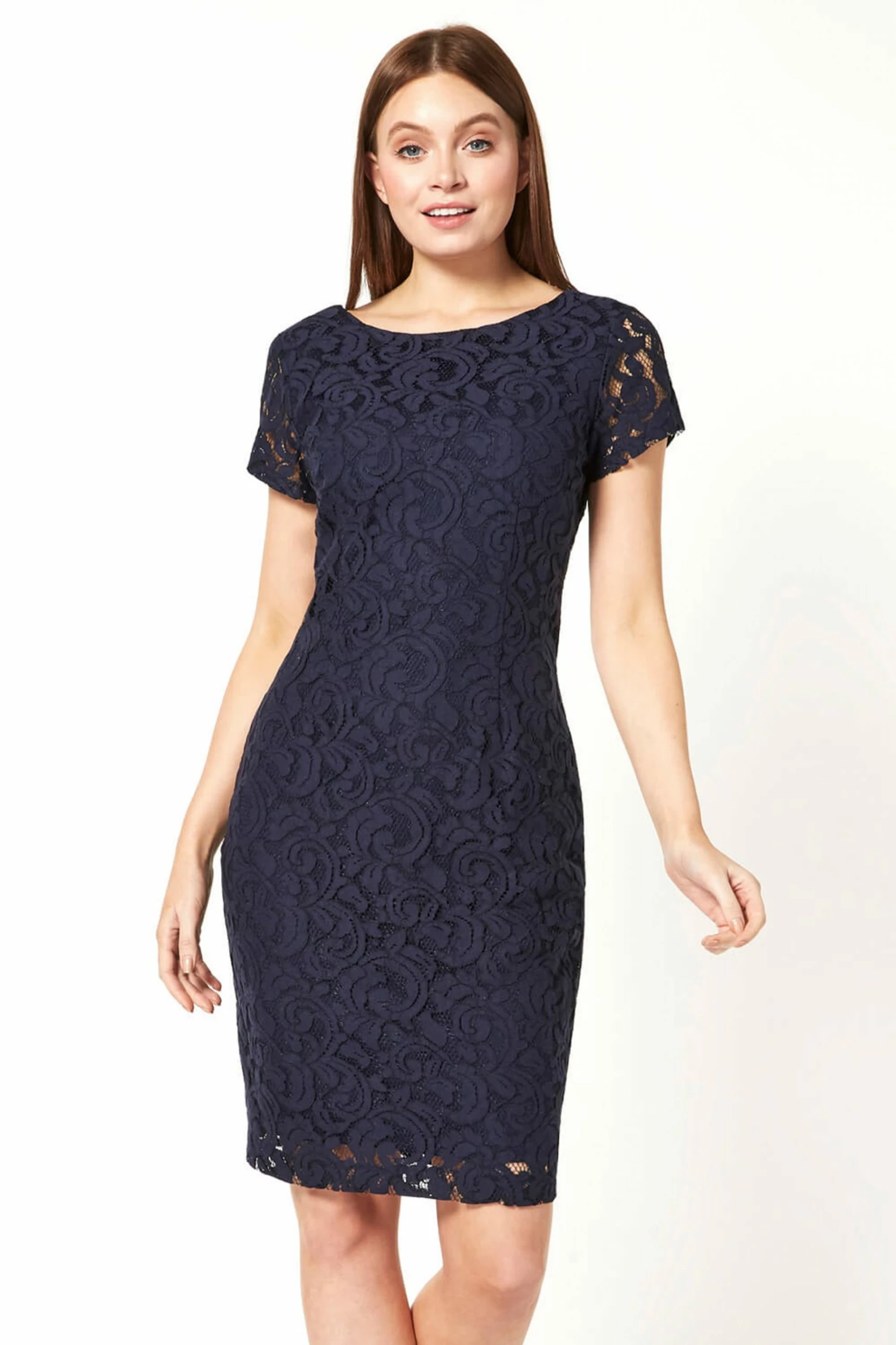 Roman Navy Lace Fitted Dress 3 Roman Navy Lace Fitted Dress