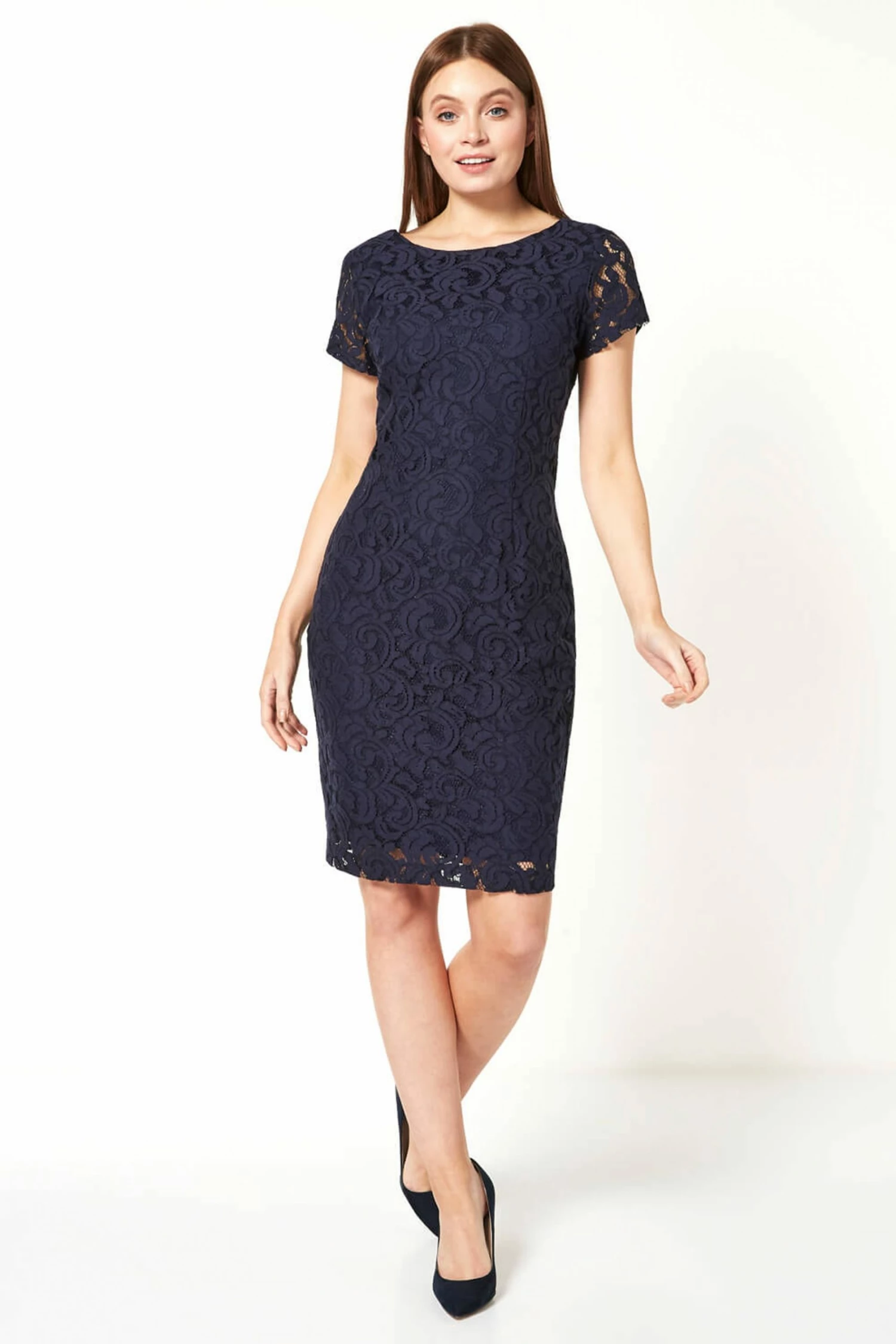 Roman Navy Lace Fitted Dress 4 Roman Navy Lace Fitted Dress - Image 2