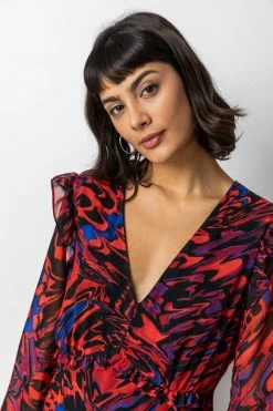 Roman RED Abstract Butterfly Chiffon Midi Dress -Roman Sales Shop unnamed file 1448