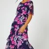 Roman Navy & Pink Floral Print Frill Detail Midi Dress 1 Roman Navy & Pink Floral Print Frill Detail Midi Dress -Roman Sales Shop unnamed file 1457