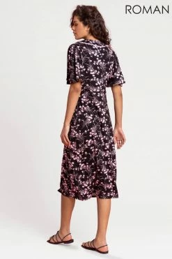 Roman Pink Floral Lace Detail Fit & Flare Midi Dress -Roman Sales Shop unnamed file 1463