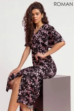 Roman Pink Floral Lace Detail Fit & Flare Midi Dress -Roman Sales Shop unnamed file 1466