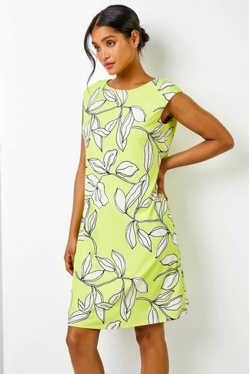 Roman Green Linear Floral Print Swing Dress 7 Roman Green Linear Floral Print Swing Dress - Image 5