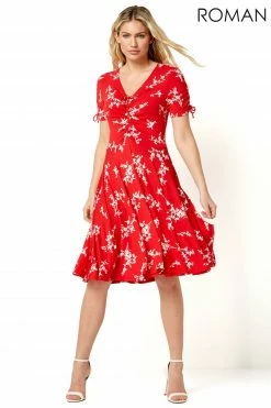 Roman Red Floral V Neck Tea Dress 10 Roman Red Floral V Neck Tea Dress -Roman Sales Shop unnamed file 1489