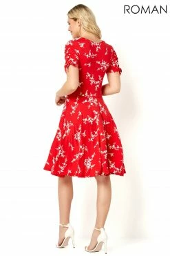 Roman Red Floral V Neck Tea Dress 11 Roman Red Floral V Neck Tea Dress -Roman Sales Shop unnamed file 1490