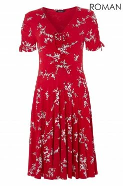 Roman Red Floral V Neck Tea Dress 12 Roman Red Floral V Neck Tea Dress -Roman Sales Shop unnamed file 1491