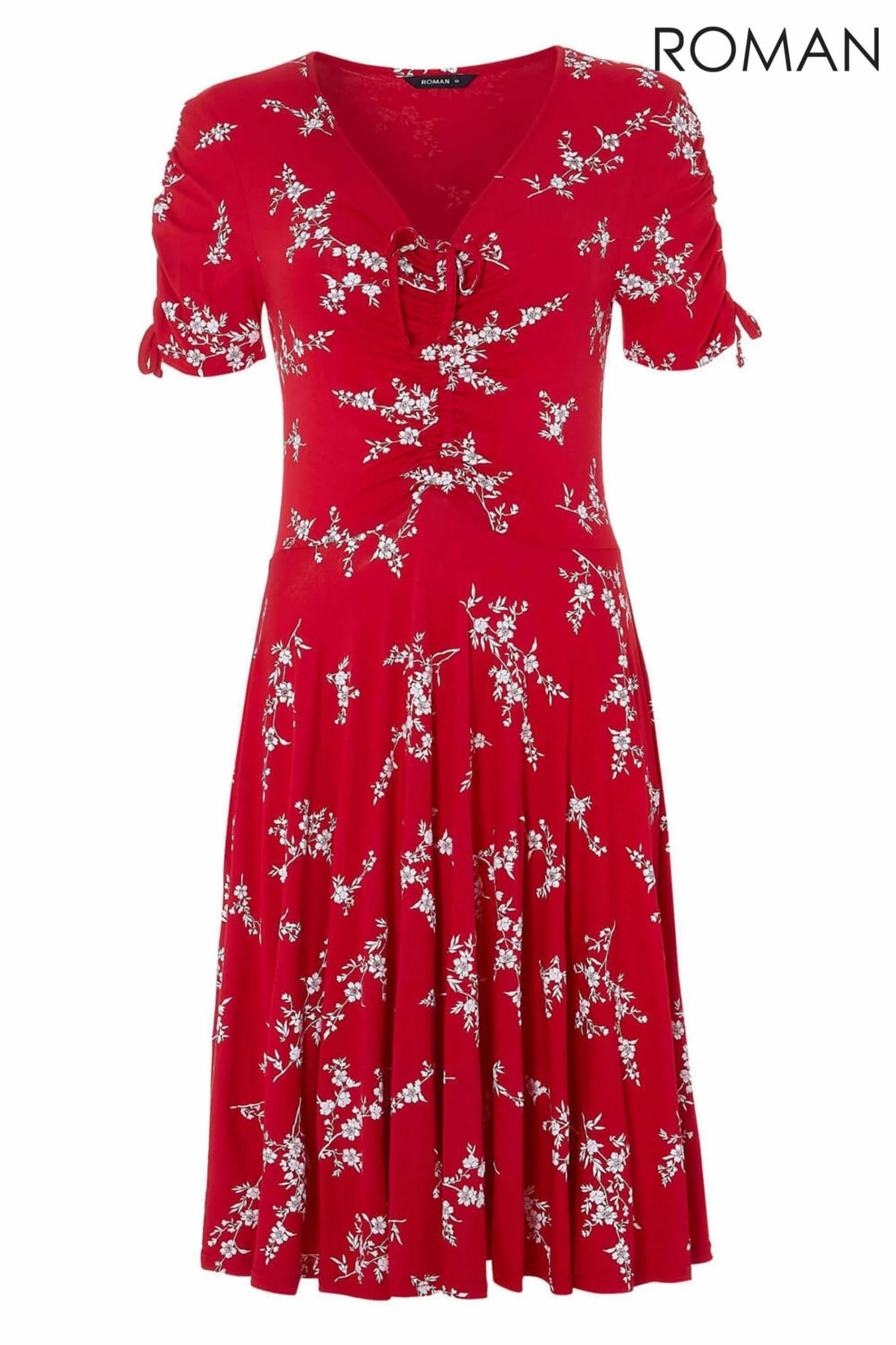 Roman Red Floral V Neck Tea Dress 6 Roman Red Floral V Neck Tea Dress - Image 4