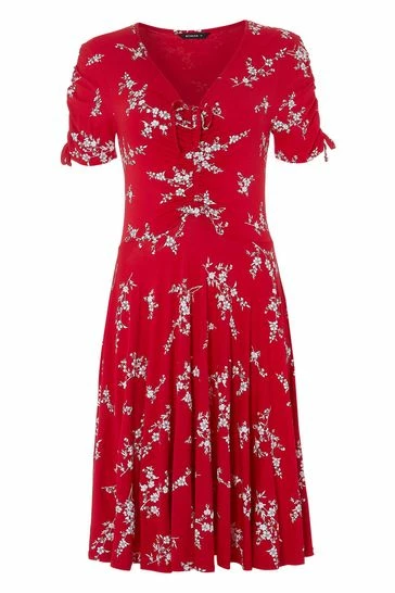 Roman Red Floral V Neck Tea Dress 7 Roman Red Floral V Neck Tea Dress - Image 5