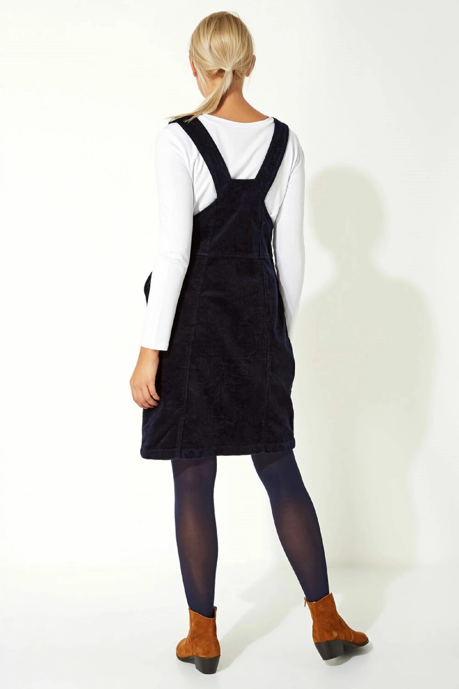 Roman Blue Button Corduroy Pinafore Dress 4 Roman Blue Button Corduroy Pinafore Dress - Image 2