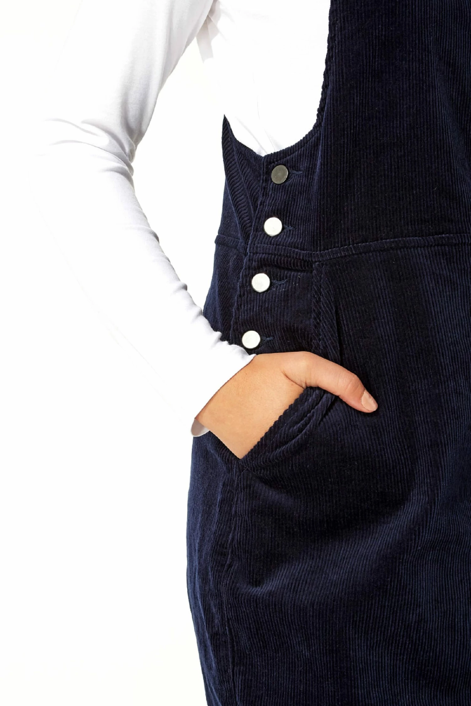Roman Blue Button Corduroy Pinafore Dress 5 Roman Blue Button Corduroy Pinafore Dress - Image 3