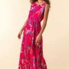 Roman Red Tropical Print Pleated Dress -Roman Sales Shop unnamed file 15