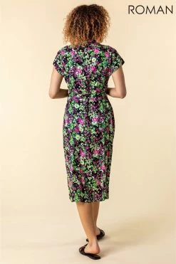 Roman Pink Contrast Floral Print Shirt Dress -Roman Sales Shop unnamed file 1510