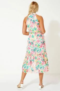 Roman Pink Tie Waist Floral Midi Dress -Roman Sales Shop unnamed file 1515